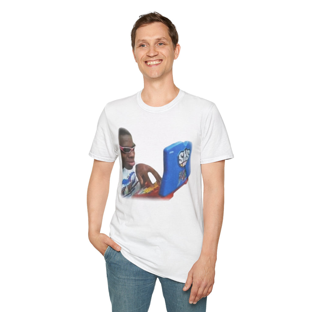 Meme T-Shirt — 'SHS' Laptop Guy Viral Graphic Tee