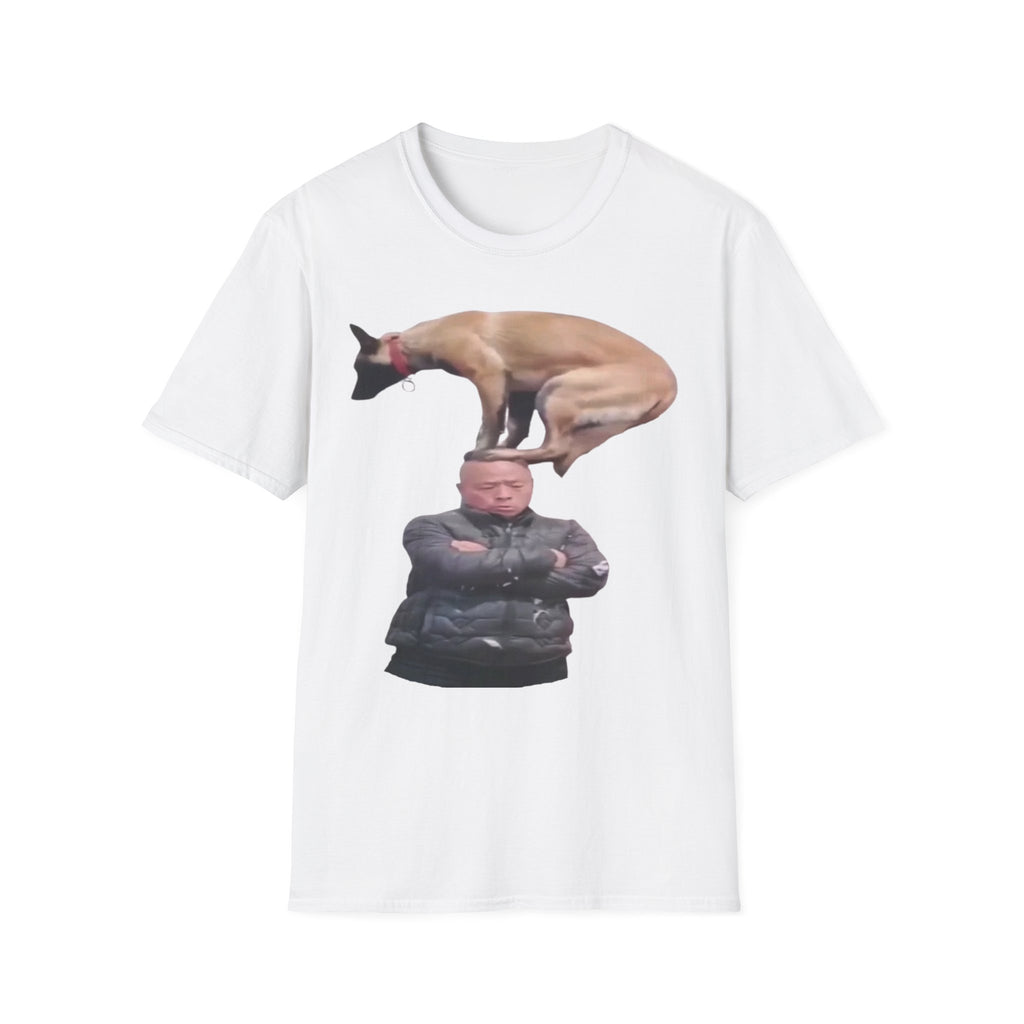 Funny Dog Balancing On Mans Head Meme Shirt