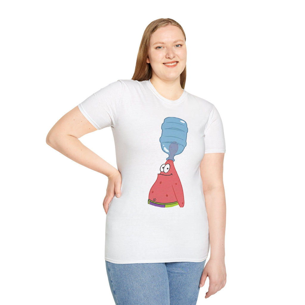 Funny Patrick Water Jug T-Shirt — SpongeBob Patrick Balancing Water Cooler Graphic Tee