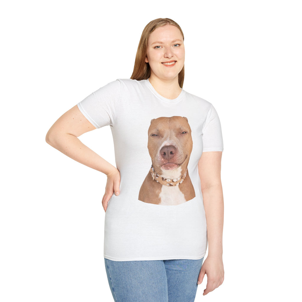 Funny Rizz Dog T-Shirt — Meme Pitbull Portrait Tee