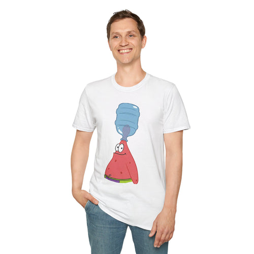 Funny Patrick Water Jug T-Shirt — SpongeBob Patrick Balancing Water Cooler Graphic Tee